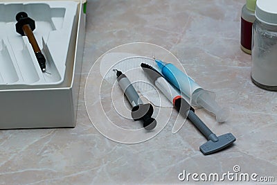 Syringes for dental fillings Stock Photo