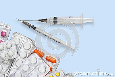 Syringes with tablets Stock Photo