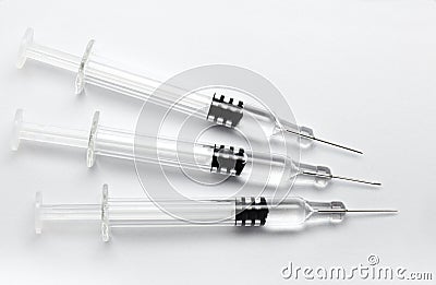 Syringes with the vaccine Stock Photo