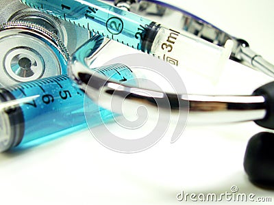 Syrings with stethoscope 2 Stock Photo