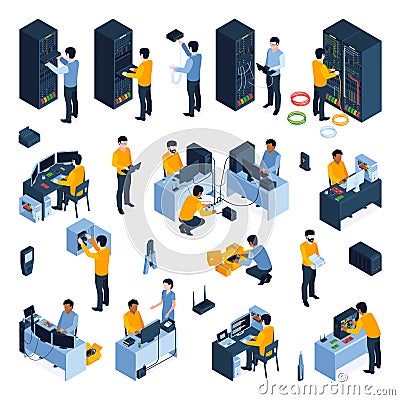 System Administrator Icons Set Vector Illustration