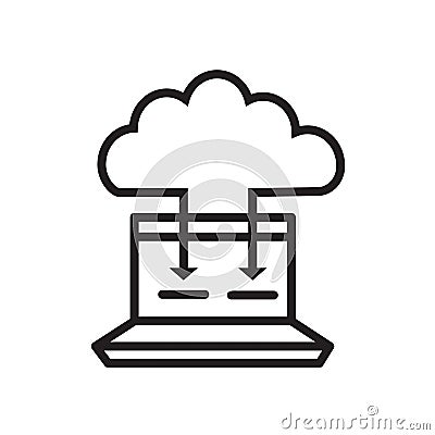 system backup, cloud sync with laptop icon Vector Illustration