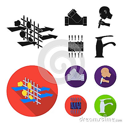 System, balloon, hand, trial .Water filtration system set collection icons in black,flat style vector symbol stock Vector Illustration