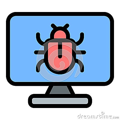 System bug icon in flat line style representing software errors glitches and technical issues ideal for debugging programming and Vector Illustration