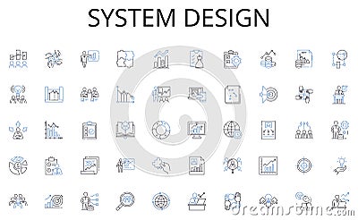 System design line icons collection. Freelance, Self-employed, Entrepreneur, Outsourced, Subcontractor, Consultant Vector Illustration