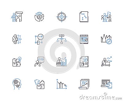 System design outline icons collection. System, Design, Architecture, Modeling, Algorithm, Coding, Simulation vector and Vector Illustration