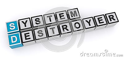 System destroyer word block Stock Photo