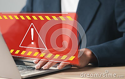 System hacked alert after cyber attack on computer network Stock Photo