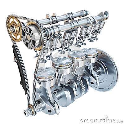 System of Internal combustion engine isolated on white backgroun Stock Photo