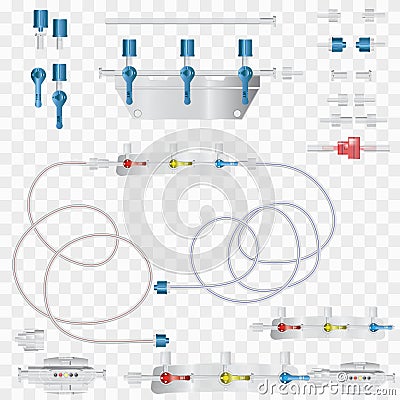 System for intravenous infusions with a converting device. Part Vector Illustration