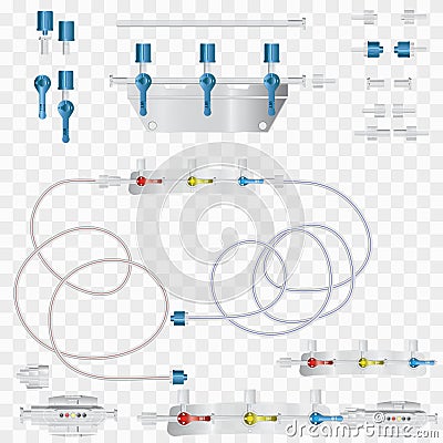 System for intravenous infusions with a converting device. Part Vector Illustration