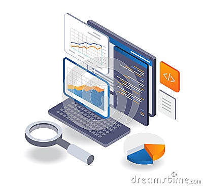 System programmer data analyst isometric illustration Cartoon Illustration