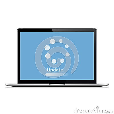 System software update concept. Loading process on laptop screen Vector Illustration