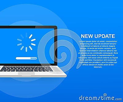 System software update, data update or synchronize with progress bar on the screen. Vector Illustration Vector Illustration