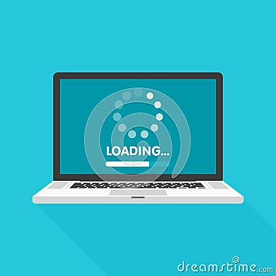 System software update and upgrade concept. Loading process in laptop screen. Vector illustration Vector Illustration