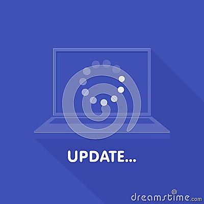 System software update and upgrade concept. Loading process in laptop screen. Vector Vector Illustration