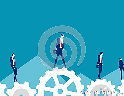 System teamwork. Company unity concept. Flat cartoon vector illustration Vector Illustration