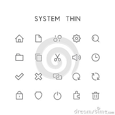 System thin icon set Vector Illustration