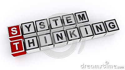 System thinking word block on white Stock Photo