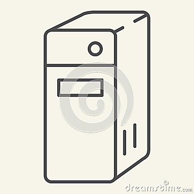 System unit of a computer thin line icon. Pc block vector illustration isolated on white. Server outline style design Vector Illustration