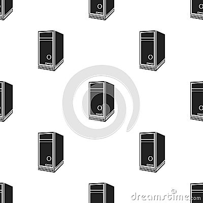 System unit icon in black style isolated on white background. Personal computer pattern stock vector illustration. Vector Illustration