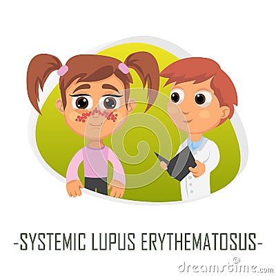 Systemic lupus erythematosus medical concept. Vector illustratio Cartoon Illustration
