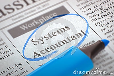 Systems Accountant Wanted. 3D. Stock Photo