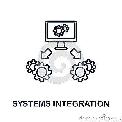 Systems Integration icon. Line element from industry 4.0 collection. Linear Systems Integration icon sign for web design Vector Illustration