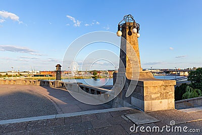 Szczecin. Panoramic view on Chrobry embankment and waterfront Stock Photo