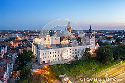 Szczecin, Poland. Aerial view of Pomeranian Dukes Castle Stock Photo