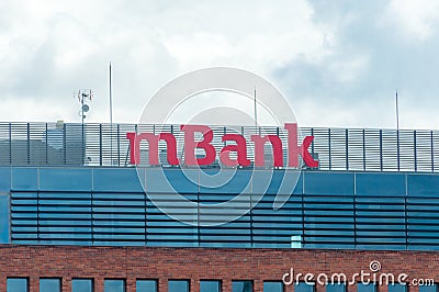 Logo and sing of mBank. Editorial Stock Photo