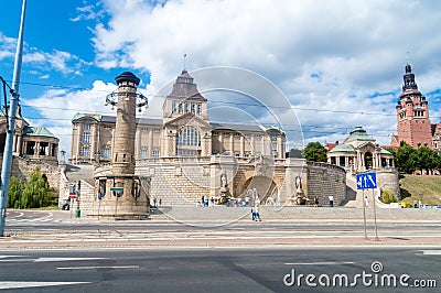 View of Szczecin Terrace Waly Chrobrego. Editorial Stock Photo