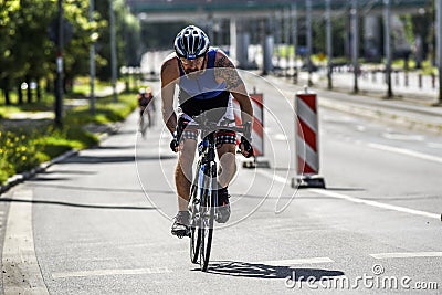 Szczecin, Poland, July 9, 2017: Triathlon Szczecin, Triathletes Editorial Stock Photo