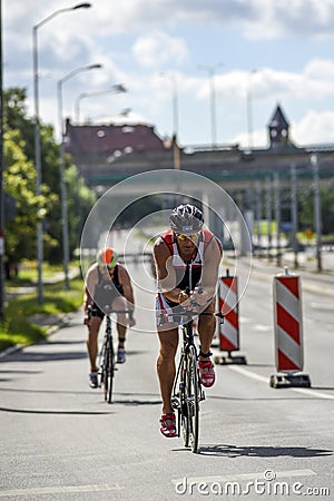 Szczecin, Poland, July 9, 2017: Triathlon Szczecin, Triathletes Editorial Stock Photo