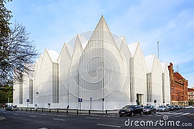 SZCZECIN, POLAND â€“ OCTOBER 25: Philharmonic Hall with a modern futuristic facade on the Solidarity Square in the city centre, Editorial Stock Photo