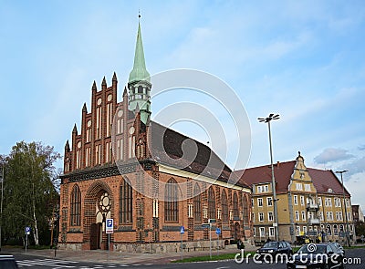 SZCZECIN, POLAND â€“ OCTOBER 25: St. Peter`s Church, historic gothic brick building in the city centre, today religious house of Editorial Stock Photo