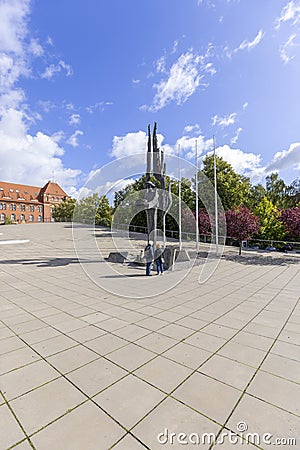 Monument to the Victims of December 1970, symbolic bronze sculpture on the Solidarity Square, Szczecin, Poland Editorial Stock Photo