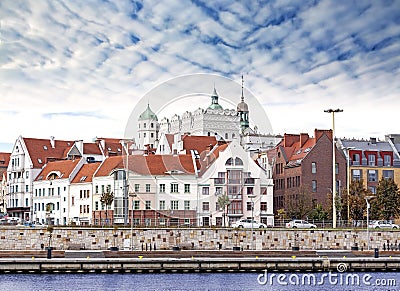 Szczecin (Stettin) City old town, riverside view, Poland. Stock Photo