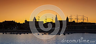 Szczecin (Stettin) City skyline after sunset. Stock Photo