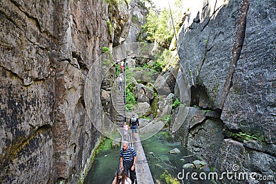 Tourists hike in the mountains Editorial Stock Photo