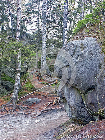 Szczeliniec, Stolowe Mountains Poland, Geological rock forms Stock Photo