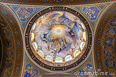 Interior of The Votive Church in Szeged, Hungary Editorial Stock Photo