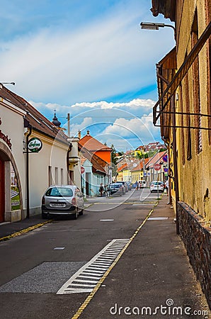 Szentendre city street Hungaria summer vertival photo Editorial Stock Photo