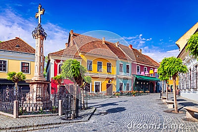 Szentendre, Hungary. Fo Ter of historical city, Danube riverbank, Budapest Stock Photo