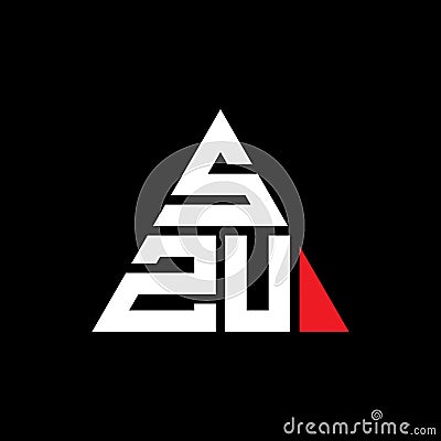 SZU triangle letter logo design with triangle shape. SZU triangle logo design monogram. SZU triangle vector logo template with red Vector Illustration