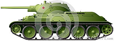 T-34 76 Battle Tank model 1941 Vector Illustration