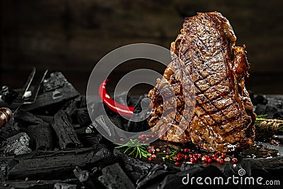 T-bone or porterhouse beef meat Steak for steakhouse menu. banner, menu, recipe place for text Stock Photo
