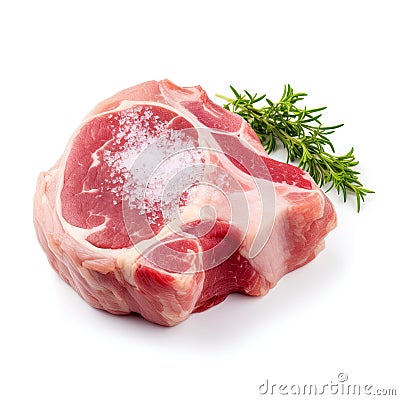 T-bone steak in its raw and uncooked state, isolated on a pristine white background. Stock Photo