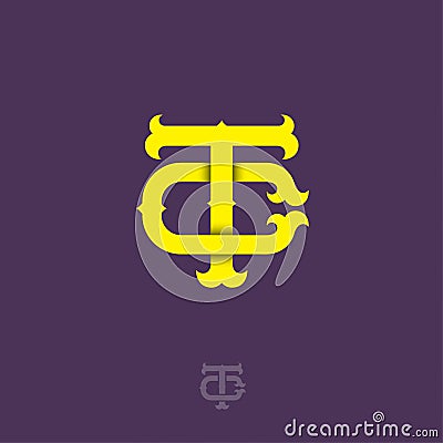 T and C monogram. T and C crossed letters, intertwined letters initials. Vector Illustration