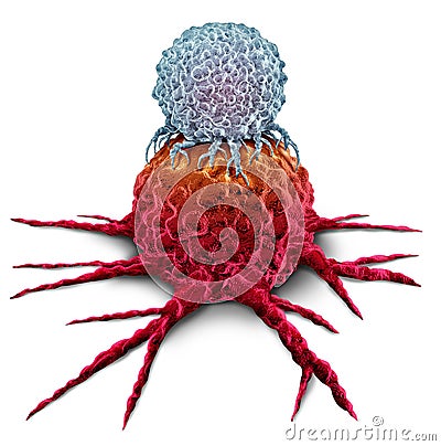 T Cell Attacking Cancer Tumor Stock Photo